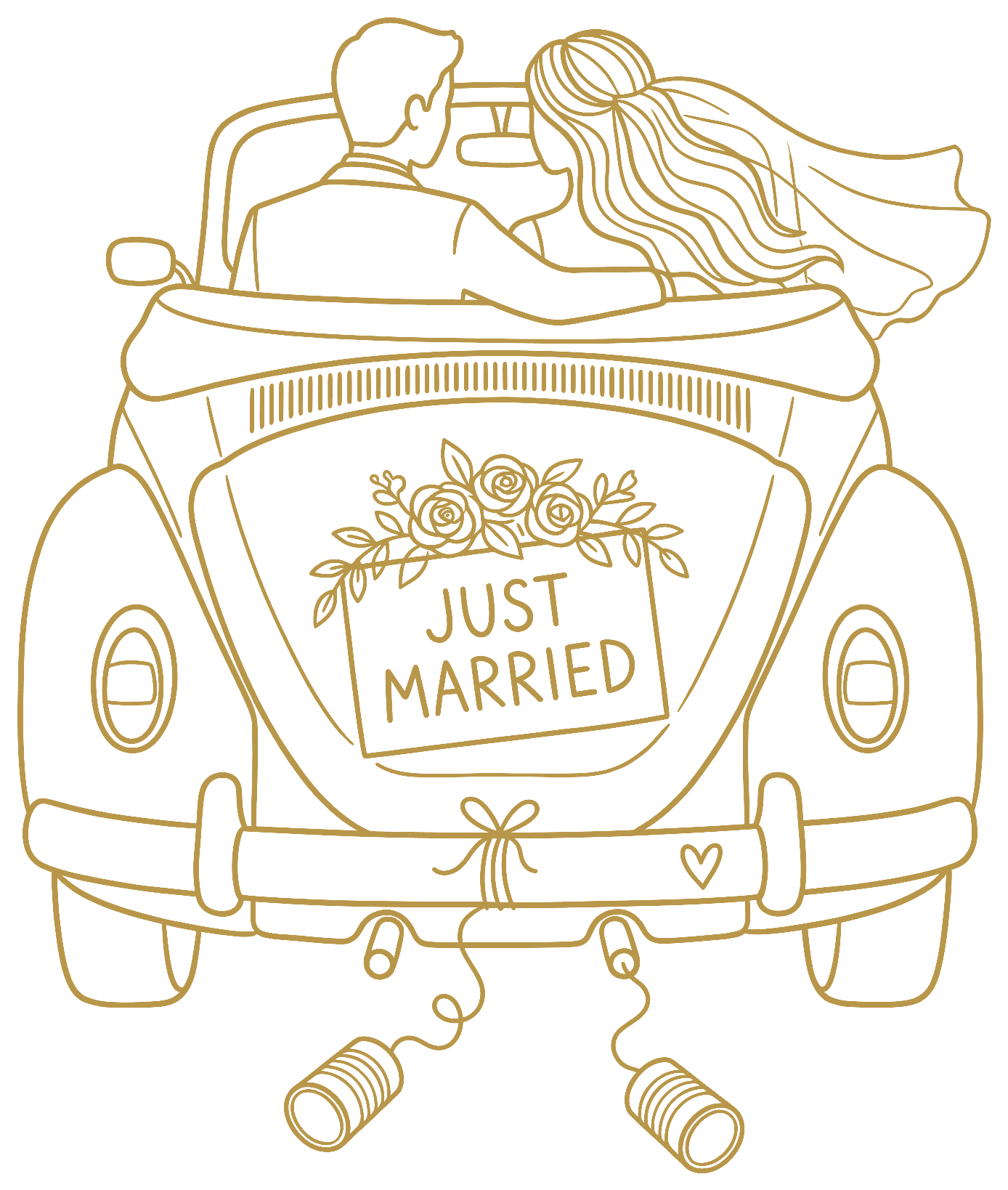 A just married wedding car